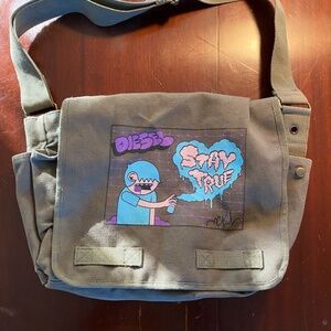 NWOT: For Men or Women:: Diesel "Stay True" Olive Green Messenger Bag